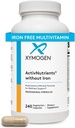 XYMOGEN activNutritents Without Iron - Multivitamin Multiásványi Wellness, Immun, Energia és Hangulattámogatás - Kelátos ásványok + Aktív B Vitamin foláttal (240 kapszula)
