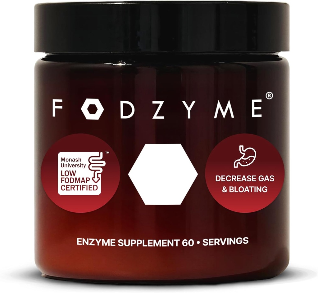 FODZYME® Home Kit Digestive Enzymes per Gut Health, Relleu per Bloing, Gas, Constip, Diarhea, Abdomainal Dolor, Baix FODMAP, 60 Dose