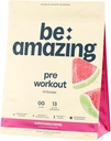 BE AMAZING Pre Workout Powder, Vegan Supplement with 125mg Natural Caffeine, Ashwagandha and Adaptogens, Sugar Free Drink Mix for Men and Women, Gluten Free, Non GMO, Watermelon Candy, 30 Servings