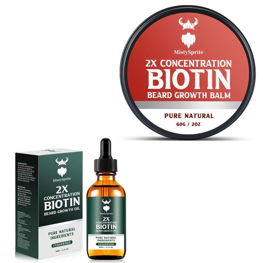 Biotin Beard Balm per a homes i condició de l'ós Wax i el Petroli de Creixement de Creixement 2X de Concentració biotectina per als homes, Hyduts i els pèls de gruix