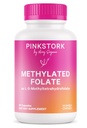 분홍색 Stork Folate: 메틸 Folate - MTHFR 산, 임신을 위한 Folic 산의 자연적인 모양, 엄마 + 아기를 위해 공식화해, 여자 가운을 주는, 60의 캡슐 (포장 May Vary)