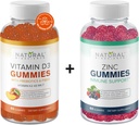 Natural BioScience Sugar Free Vitamina D3 K2 Gumies 5000 UI & Zinc Gumies 50 mg, Extra Force, Immune Support, Bone Health, Heart Health, Skin Support, 60 Gummy Vitamine