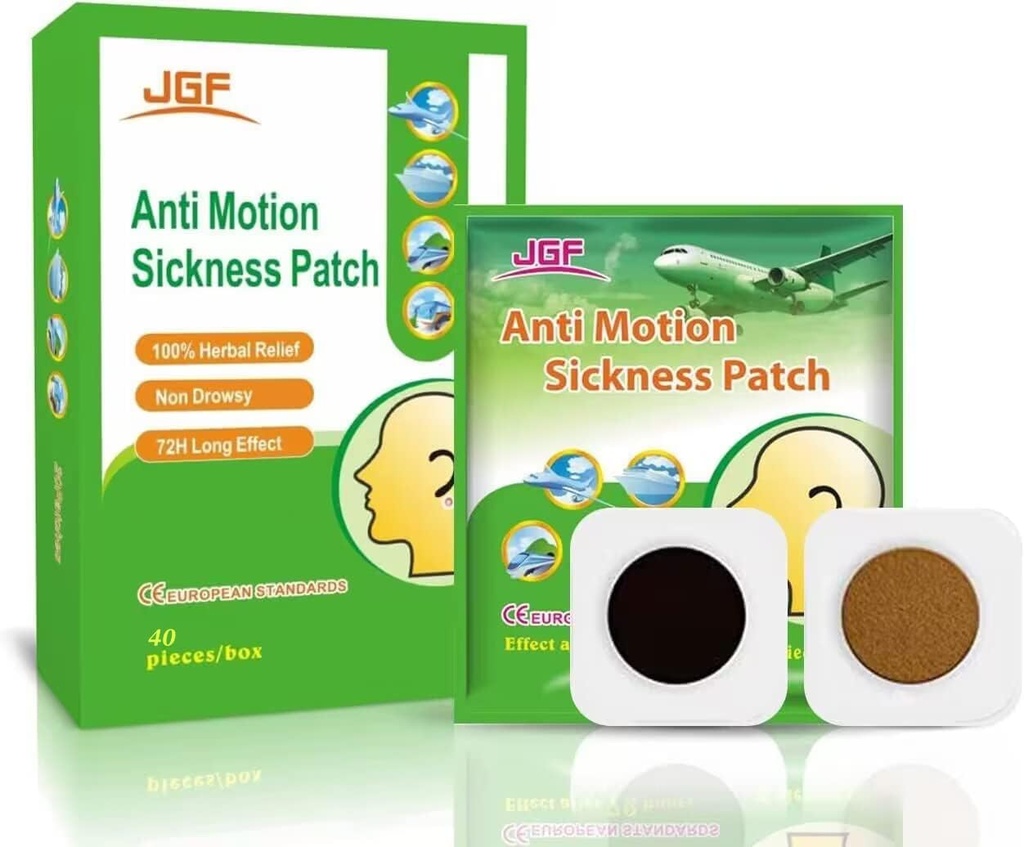 Patches de enfermidade do movemento para o coche de cruceiro, 40 Conde impermeable de viaxes non sordosas Movemento Sickness Patche para adultos e nenos