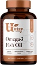 Utzy Naturals Omega-3 Fish dầu 800 mg Omega-3  háu với EPA và DHA Fvor tự nhiên 60 Softgels