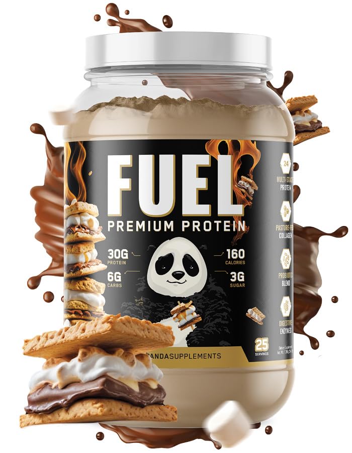 Underground Bio Labs Panda Fuel Premium Protein Whey,Hydrolyzed Collagen,Casein,Probiotics, Enzymes, Keto Friendly,Time Release, 25 Servings (2.5 Pound, Campfire S'Mores)
