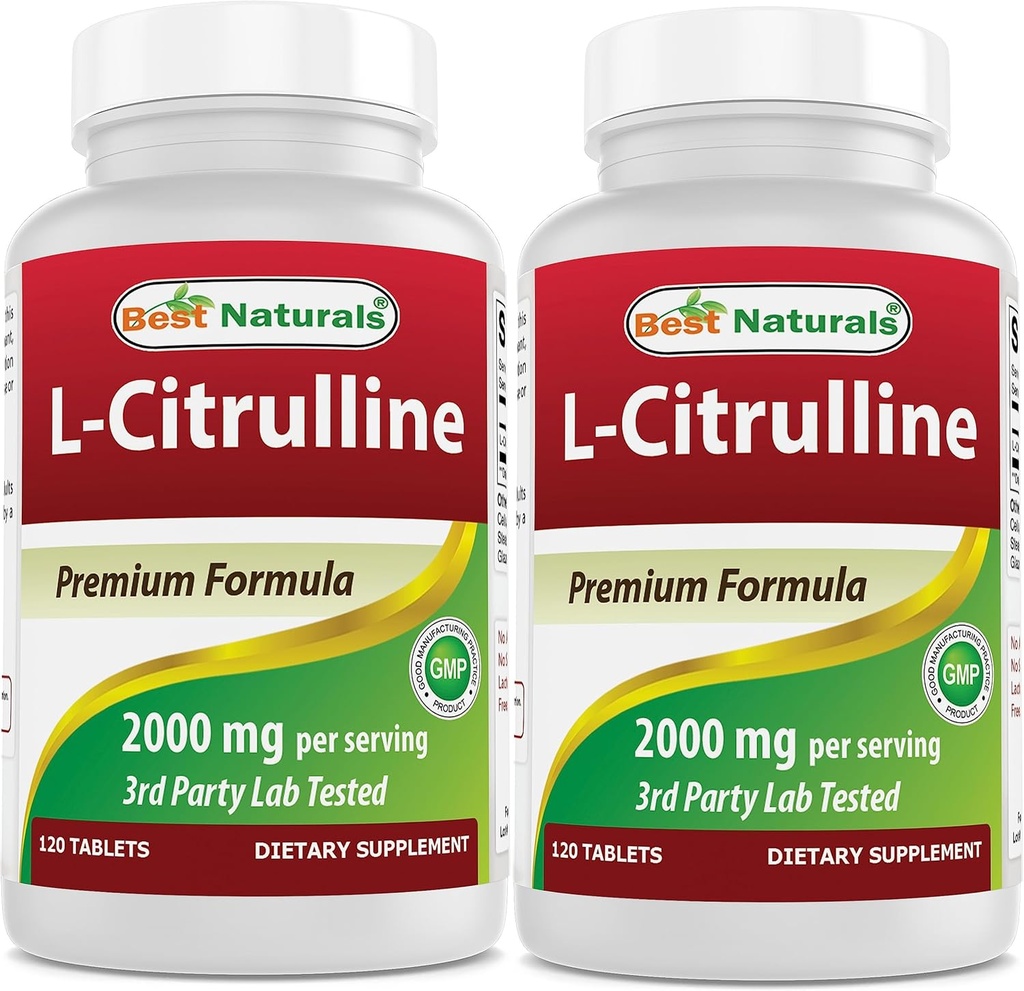 Bästa Naturals L-Citrulline 2000mg / Servering - Icke-GMO - Glutenfri - 120 tabletter (120 greve av 2)
