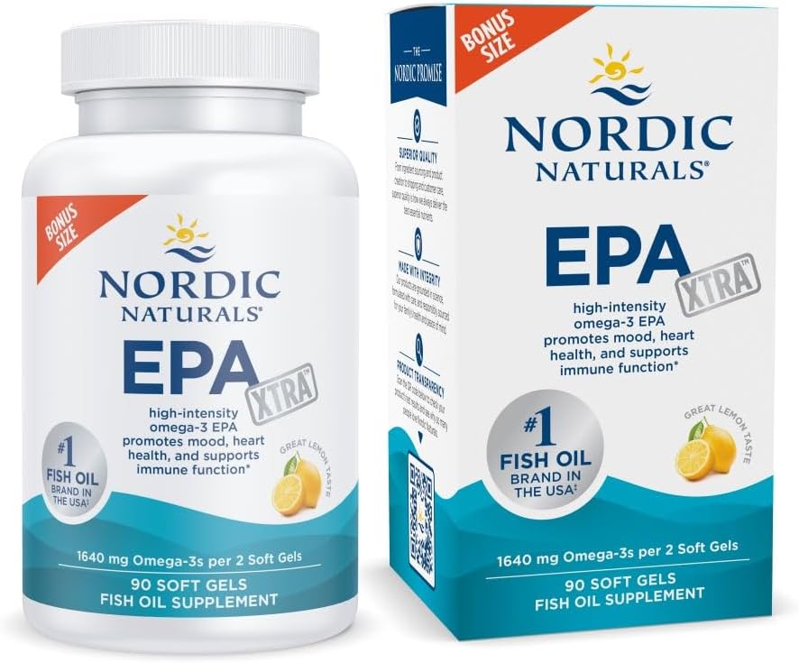 Nórdico Naturals EPA Xtra, Lemon - 90 Gels macios - 1640 mg Omega-3 - Fórmula EPA de alta intensidade para humor positivo, saúde do coração e imunidade saudável - Não-GMO - 45 Servings