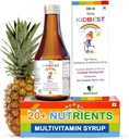 Kidbest multivitaminski sirup za otroke 3-13 let – tekoča formula z 20 Nutrienti za Appetite, Immuniteta, in rast – Okusni dnevni vitamini za močnejše otroke 