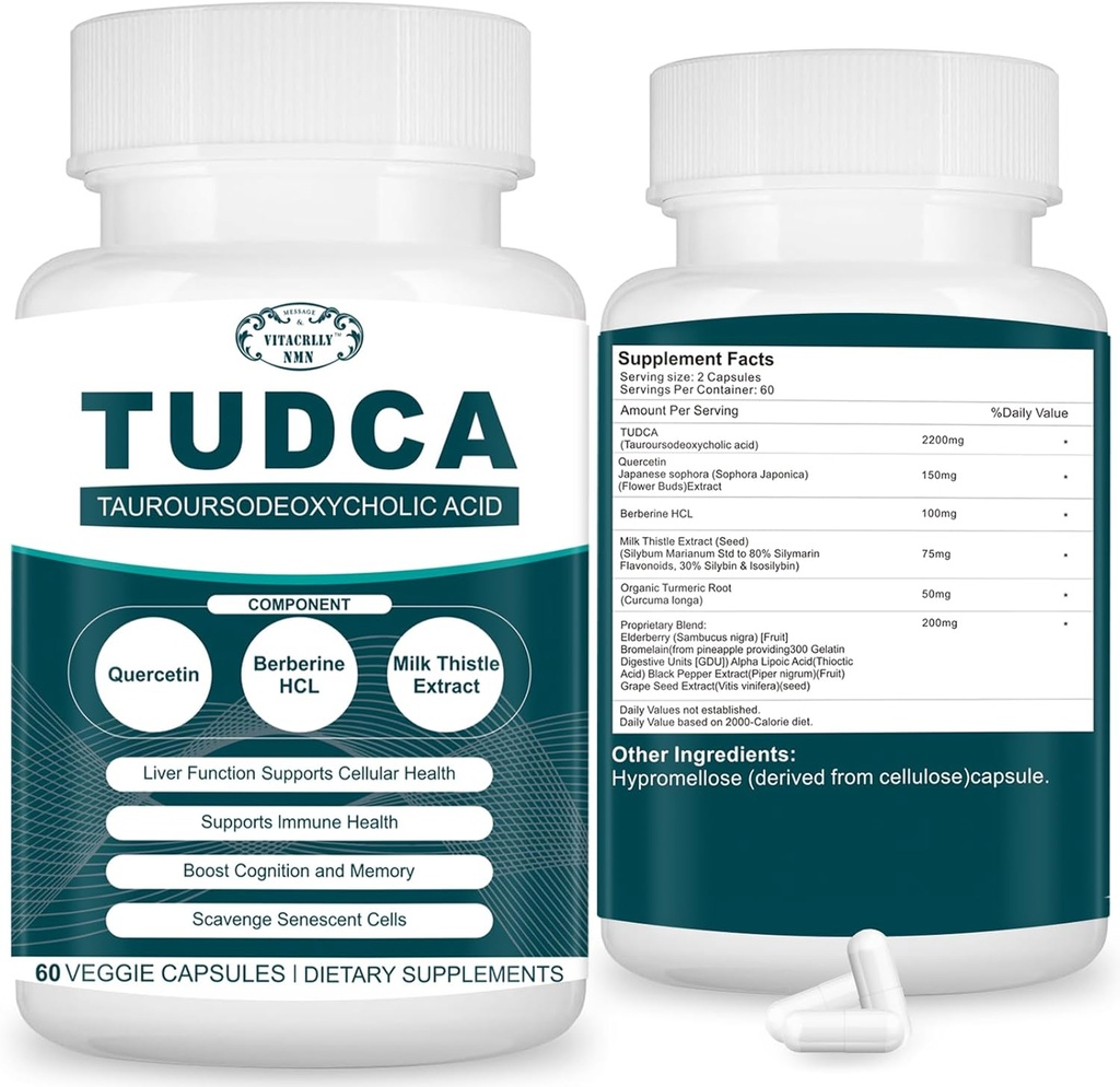 2200MG TUDCA Supplements - Bil Salts Supplement Complex för Liver Detox & Cleanse, Gallbladder Cleanse, Digestive Health 60 kapslar