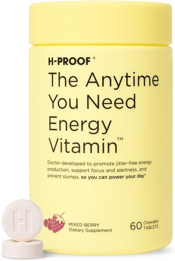 H-PROOF L'any que necessiteu per a l'Energia vitamina per a l'Energia Sumbed, Focus i Alerta amb Jitter-Free Cafeine, 60 Energia Chewable suplementaris (30 Servings), barrejada Berry