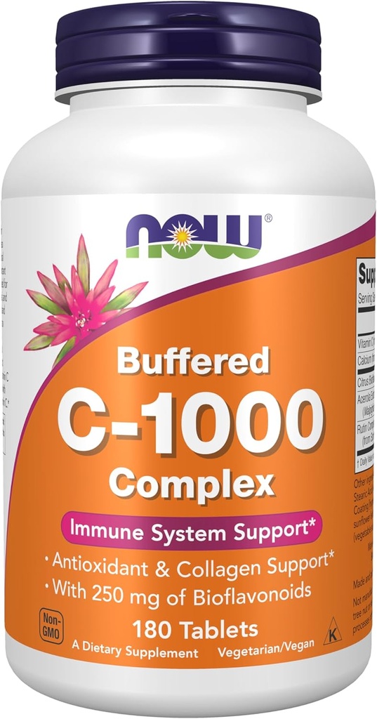 JETZT Nahrungsergänzungsmittel, Vitamin C-1000 Komplex mit 250 mg Bioflavonoide, Gepuffert, Antioxidantienschutz*, 180 Tabletten