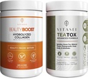 VITASEI Wellness Bundle - Hydrolyzované kolagen Peptidy Powder & Teatox Detox & Cleanse Support Powder - Vlasy, kůže, nehty a stravovací booster pro ženy a muže