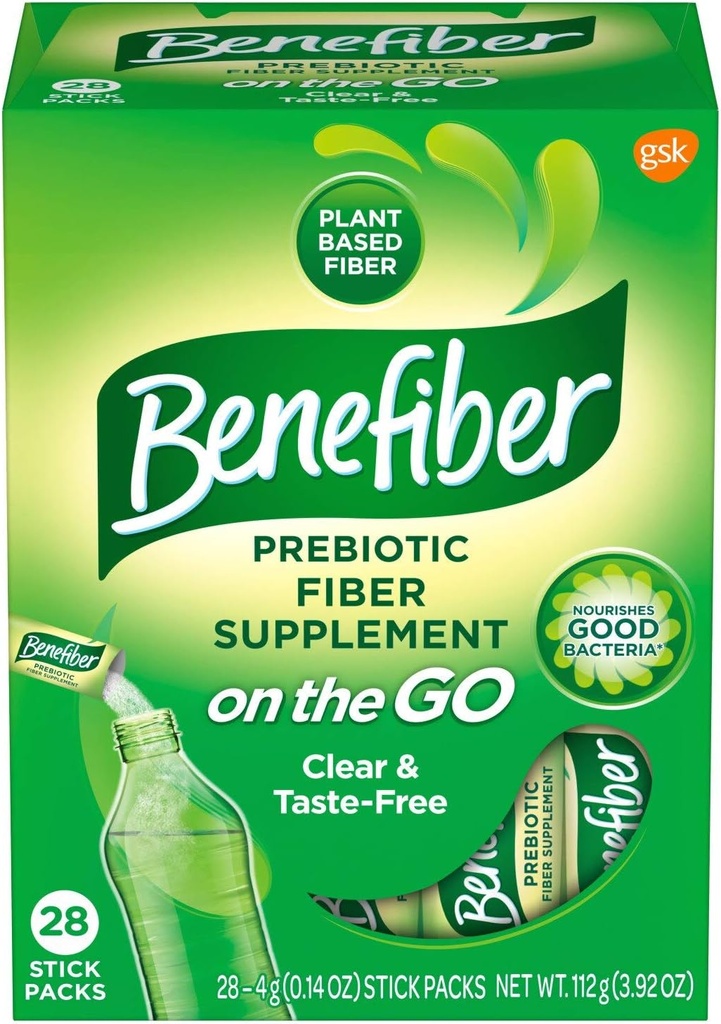 Benefiber Fiber Supplement On the Go Stick Packs for Convenient Use 28 Stick Packs Per Box (только для коробки)
