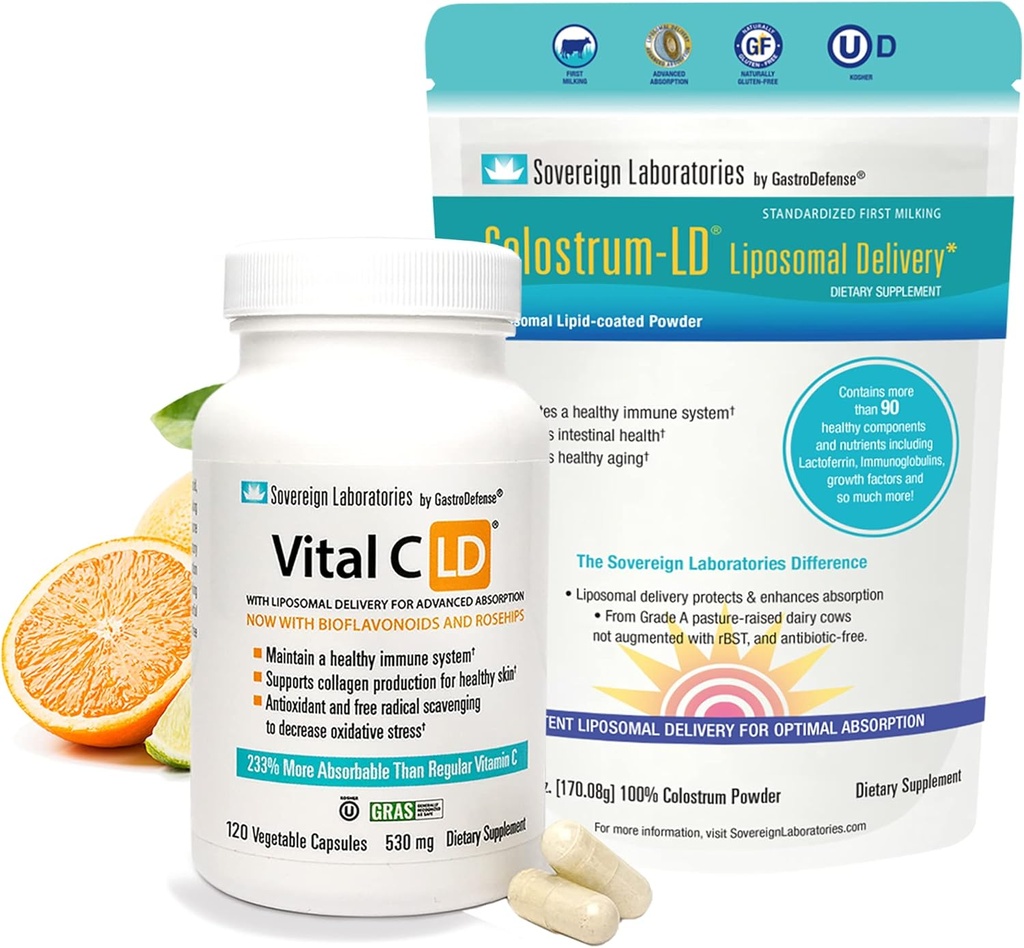 Имунитет и Gut Health Bundle - 34 дни доставка на Colostrum-LD и 60 дни доставка на Vital C. с розички и биофлавоноиди.