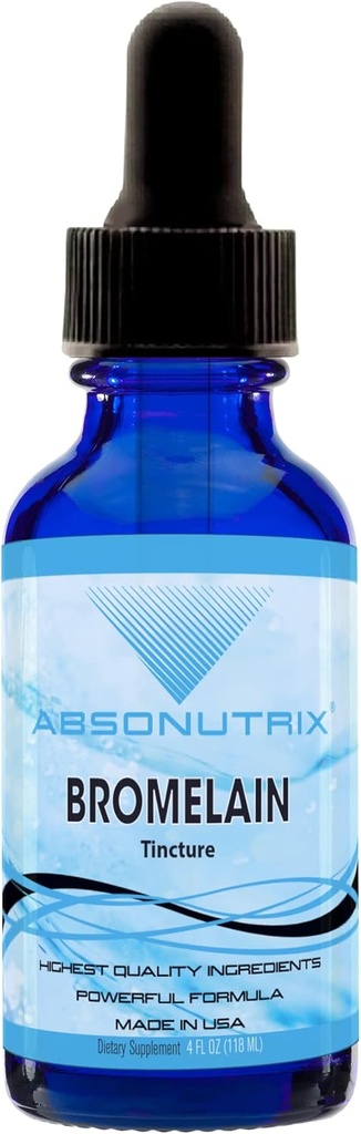 Absonutrix Bromuryn 590 mg, Easy- to- Consize Liquid Drops, 4 Oz butelis, Pineapple ekstraktas audinių palaikymo, Quick Absorption, Gluten- Free, Third-Party Tested, GMP- Certified, Non- GMO, Pagaminta JAV