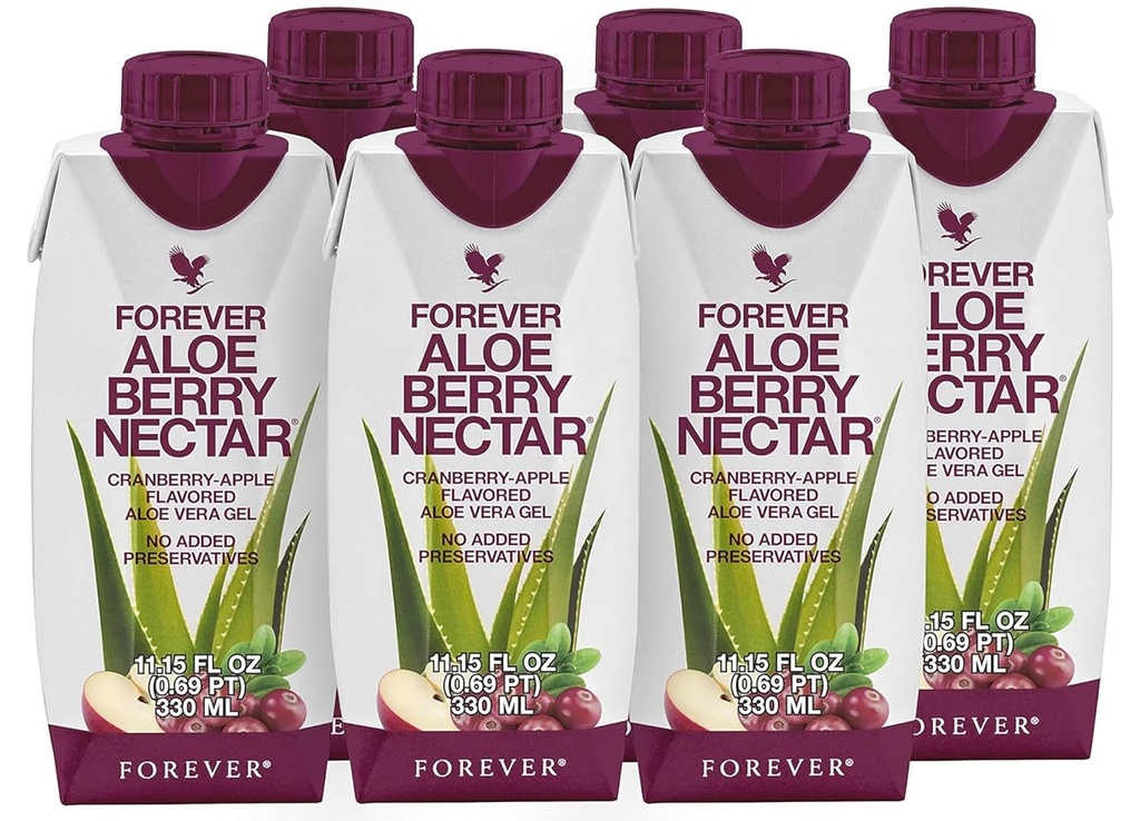 Forever Living - Aloë Berry Nectar - 90,7% Pure Aloë Vera Gel met veenbessen en appels - Geen conserveringsmiddelen - 330 ML (pakket van 6)