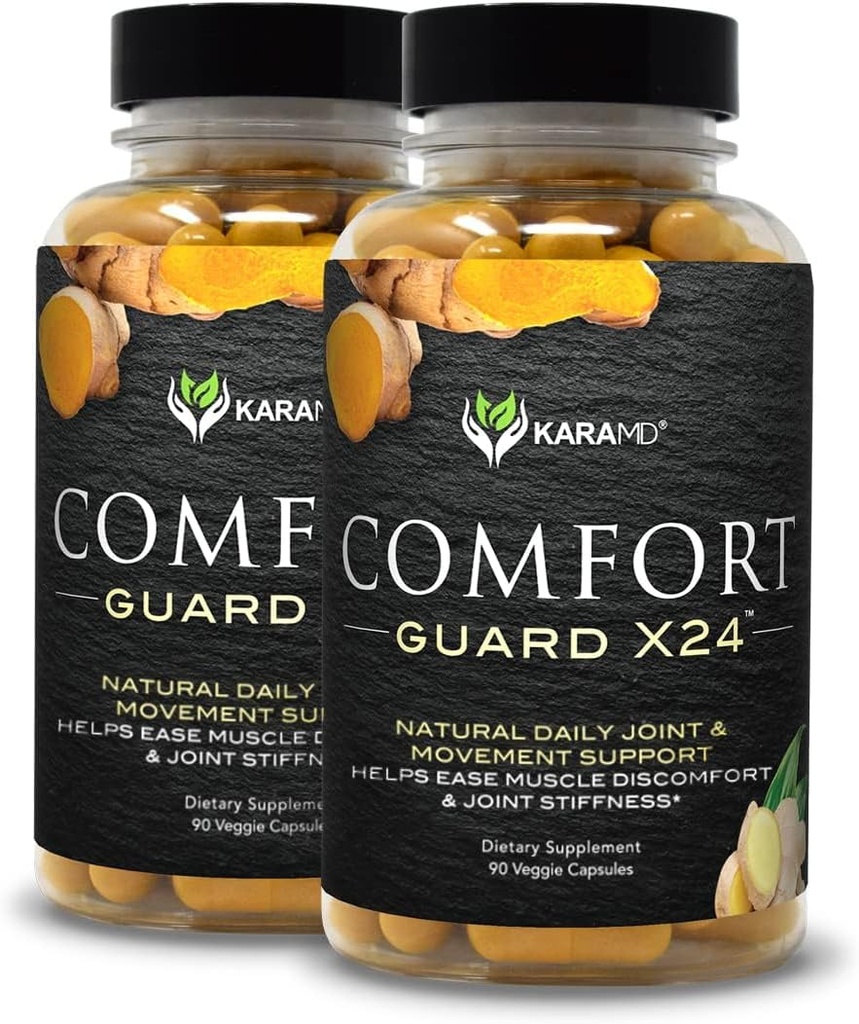 KaraMD Comfort Guard X24 | Joint & Movement Support Supplement | Turmeric Curcumin, Boswellia & Ginger | Muscle Discomfort & Joint Stiffness | Non-GMO, Gluten Free & Vegan Friendly (2 Pack)