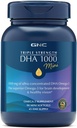 GNC Triple Strength DHA 1000 Mini Omega 3 Täydennysosa, 1000 mg, Ultra Säteilyä, Korkea Potenssi, Tukee aivojen kehitystä ja tervettä Vision, Burpless, 90 Mini Softgels, 45 SVG, 45 Day Supply