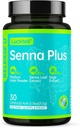 Hucka Senna บวก 15 วันล้าง - Gut Dece Detox อ่อนโยนสําหรับผู้หญิงและผู้ชายกับ Senna, Cascara sagrada, Syllium Husk & MCT Plice, Nature Colon curse with Protologs, ผลิตใน USA, 30 Capsule