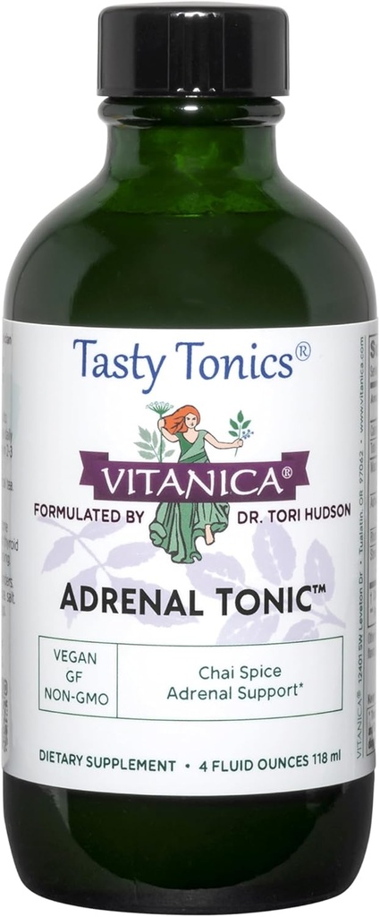 Vitanica - Adrenal Tonic, Adrenal Support, Vegetarisch, 4 Unze (Packaging May Vary)