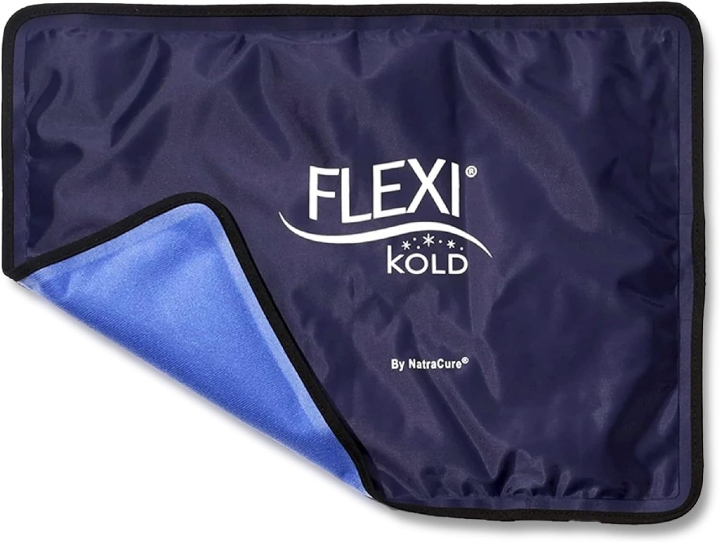 FlexiKold Reuse Gel Large Ice Pack with Straps - Cold Compress Gel Cold Pack for Injuries - Flexible Medical Ice Wrap for Back, Ramena, Nohy, Knees, Sciatica, Muscle Pain - Standard