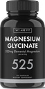 Magnesi Glycinate 525 mg Element complex - 12% 25% DV High biotecpical Absistible suplementari per donar suport als nivells de Magnesi, Vegan & No-GO, 120 Veggie Caps