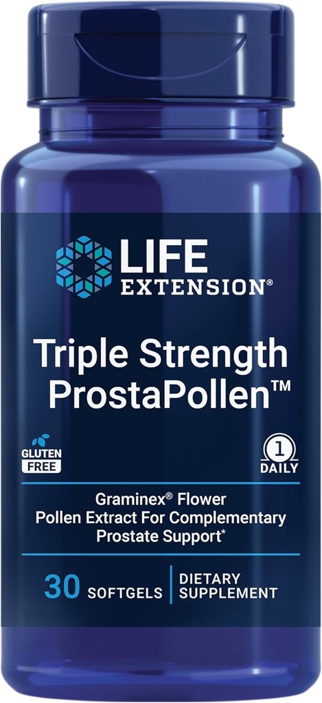 Life Extension Triple Strength ProstaPollenTM, Prostata Zdravje, Prostata funkcija, Cvetni prah ekstrakt, Gluten Free, 30 softgels