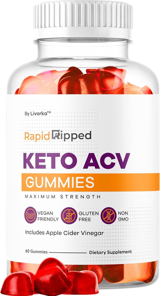 Rapid Ripped Keto ACV Gummies Отслабване Подкрепа, Rapidriped Keto Plus Apple Cider Vinegar Gummy Advanced Formula 1050MG, All Natural Gomitas Reviews, 60 Gummies for 1 месец