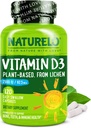 NATURELO Vitamin D - 2500 IU - Plante Basert fra Lichen - Naturlig D3 Supplement for immunsystem, Bone Support, Joint Health - Vegan - Ikke-GMO - Glutenfri - 120 Kapsler