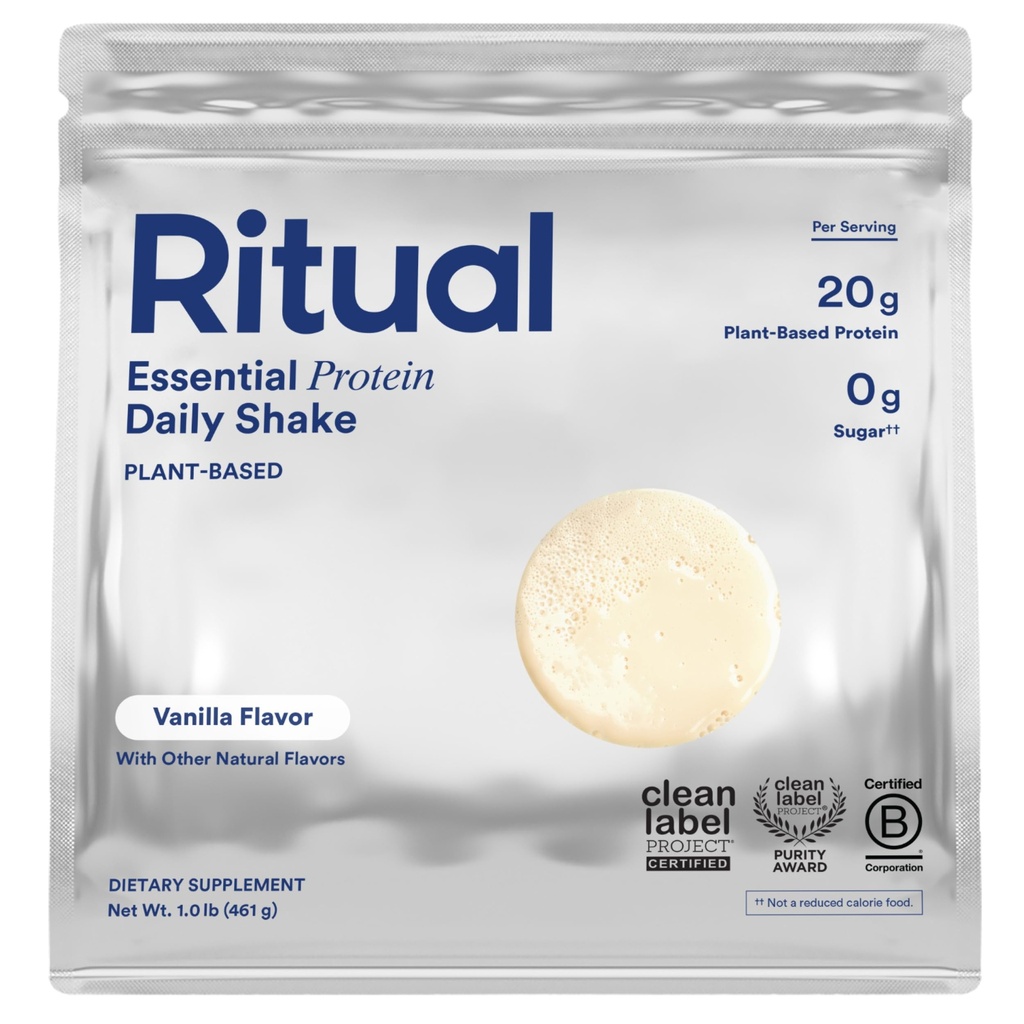 Ritual Vegan Protein Powder - 20g Pea Protein with BCAA Complete Amino Acid Profile - Supports Lean Muscle* - Plant-Based Protein - Tested for Heavy Metals - Sugar-Free** - Non-GMO - Vanilla - 1 Lbs