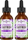 Saffron Suplimente - 88,5 mg Saffron Extract Biodisponibilitatea mai bună Picături lipozomal pentru Mood, Energie, Viziune & Focus cu Ashwagandha, Turmeric, Magneziu, Zinc, Vitamina B12 & D3, 60 ml, 60 Servings