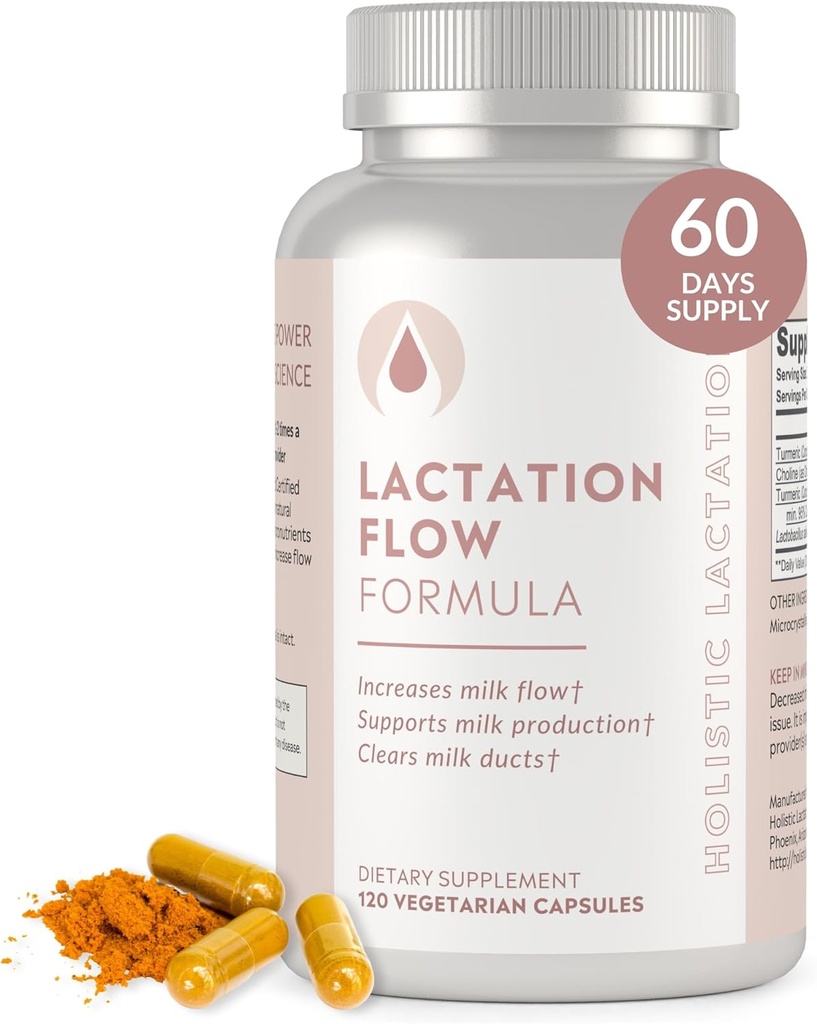 Laktazio Holistikoa® Lactation Flow Formula (60 zerbitzatu), Bularrekomilk Flow & Milk Supply laguntzeko gehigarria, Bularreko elikadura Probiotikoa eta Choline, Lecithin-Free