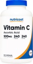 Nutricost Vitamina C 500mg, 240 Capsule, Vegetariano, Senza Glutine & Non OGM