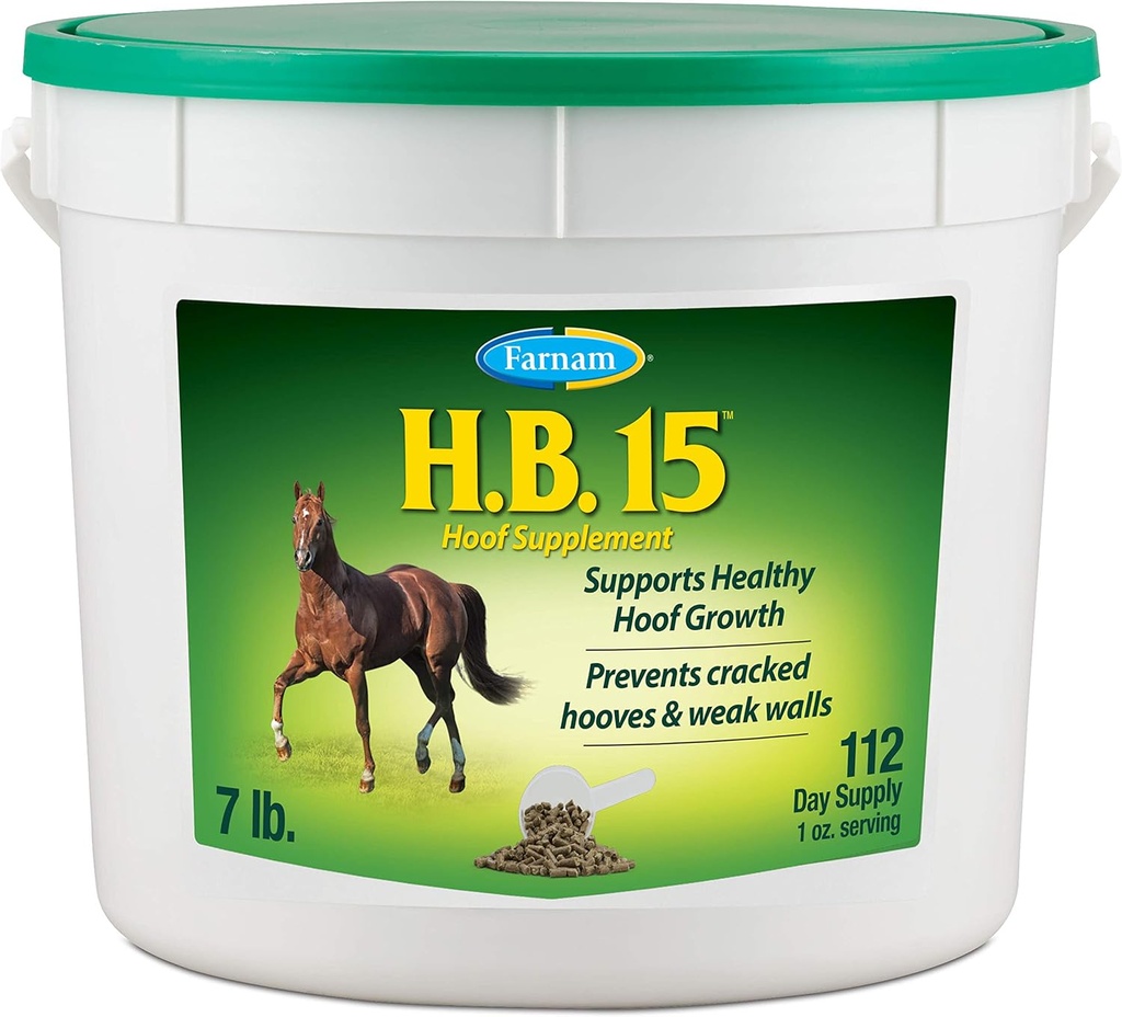 Farnam HB 15 Hoof Supplement, Wspiera zdrowy wzrost kopyt 7 Funt, 112 Day Supply