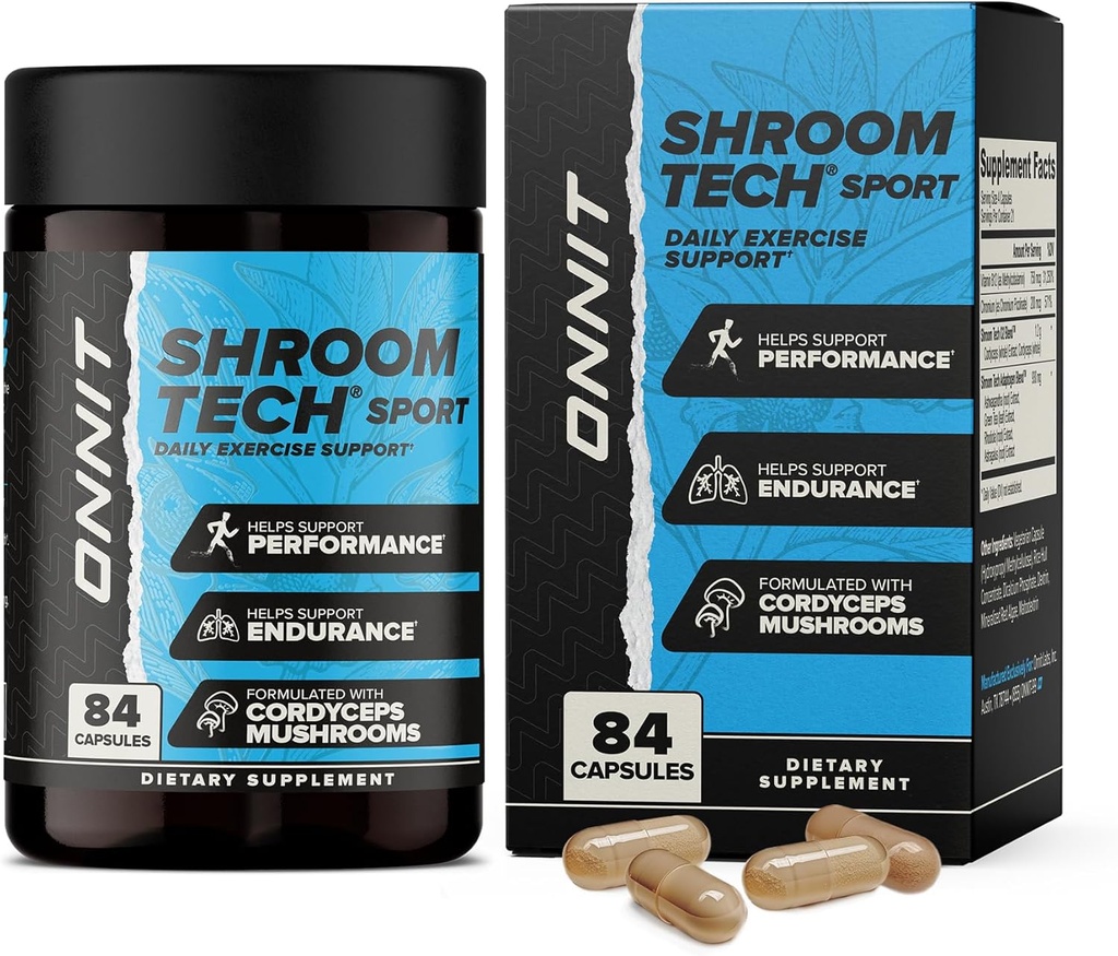 ONNIT Shroom Tech Sport Щоденне тренування Капсули, Попереднє тренування добавки з Cordyceps гриби, кофеїн-Free Дієтичні добавки для щоденної енергетичної підтримки, 84 граф