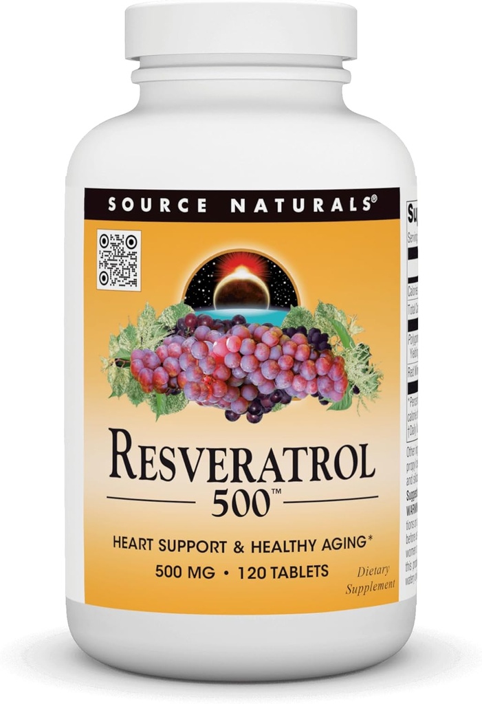 Sursa Naturals Resveratrol 500, suport cardiac & imbatranire sanatoasa*, 500 mg - 120 comprimate