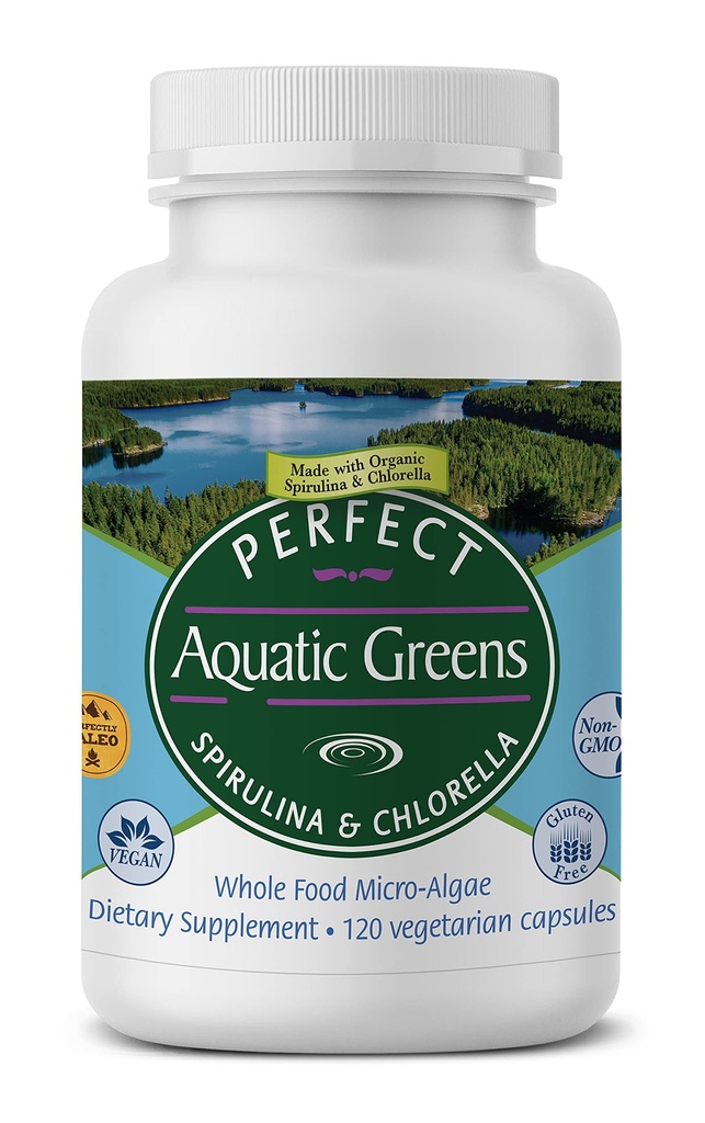 Perfect Supplements – Perfect Aquatic Greens – 120 Vegetable Capsules – Organic Spirulina and Chlorella Supplement – Nutritious Superfood