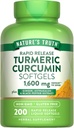 Nature's Truth Turmeric Curcumin Complex Supplement | Black Pepper Extract, Ginger & Astragalus | 200 Rapid Release Softgels | Non-GMO eta Gluten Free