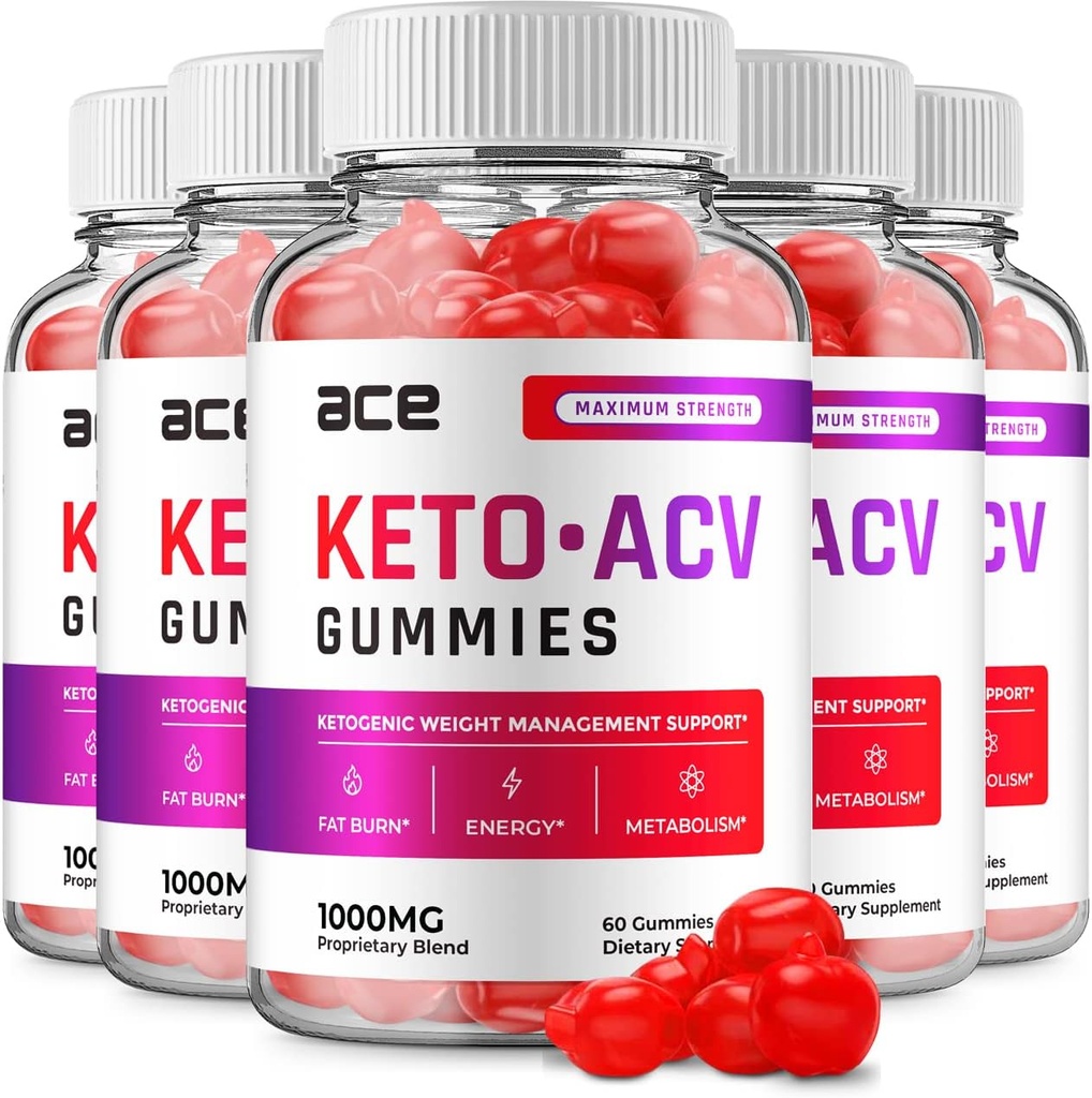 (5 Pack) Ace Keto ACV Gummies - Advanced Formel Ace Keto Plus ACV Gummies Apple Cider Vincipes Ace ACV, Weight Management, Kosttilskud Anmeldelser Mænd Kvinder (300 Gummies)