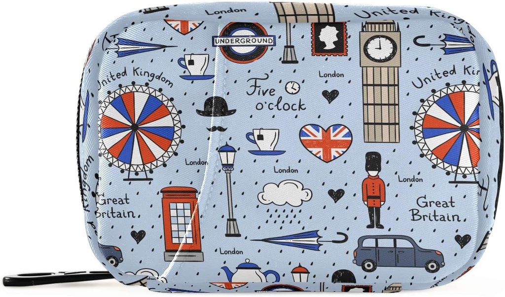 London Retro Print Pill Box 7 Dia Pill Case Transporta de la bossa d' organitzadora de Pullell amb Medna de Fallyna suplementari