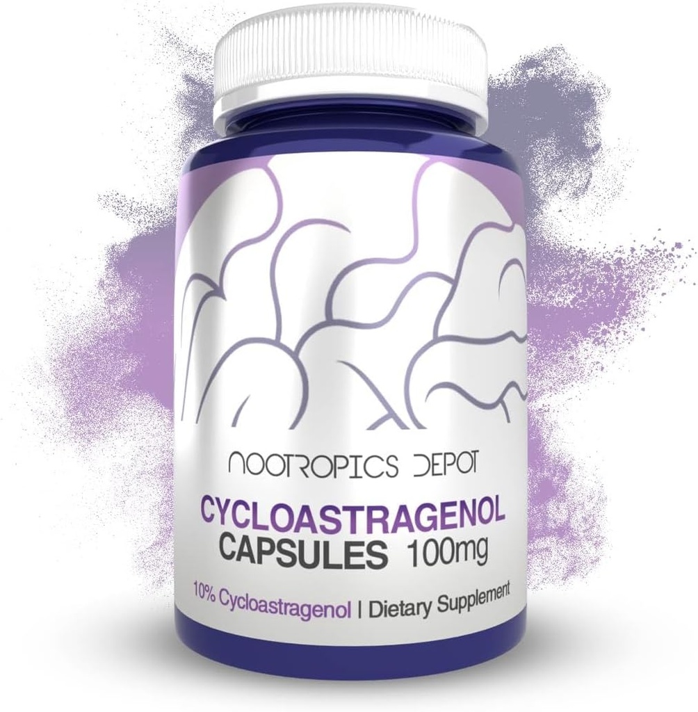 Nootropics Depot Cykloastragenol 10% Kapsułki 124; 100 mg 124; 30 Hrabia 124; Astragalus Britiaceus 124; Zdrowie komórkowe, Wsparcie immunologiczne, Lengthens Telemeres