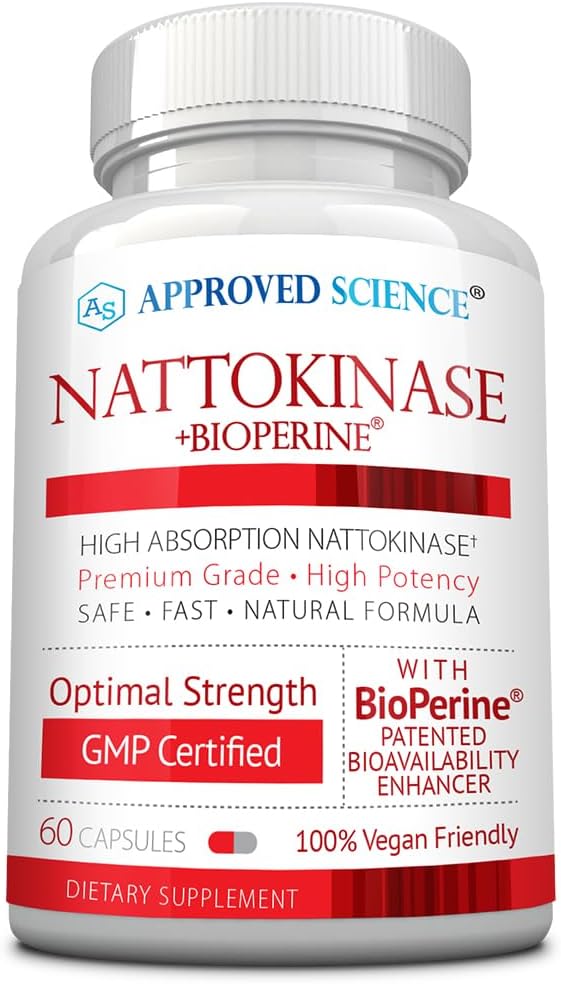 승인 과학 Nattokinase - 4,000 FU - 200 mg - 비타민 K2의 무료 - BioPerine - 1 개월 공급 - Vegan, Non-GMO - 60 캡슐