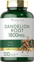 Carlyle Dandelion Root | 1800mg | 300 캡슐 | 비 GMO, 글루텐 프리 보충교재