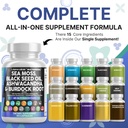 Clean Nutraceuticals Sea Moss Black Seed Oil Ashwagandha Turmeric Bladderwrack Burdock & Vitamin C Vitamin D3 med Elderberry Manuka Dandelion Yellow Dock Iodine Chlorophyll ACV - 2Pack