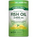 Nature's Truth Fish Oil 2400mg | 120 Quick Release Softgels | 720 mg Omega 3 | Burpless Lemon Flavor Pills | Non-GMO & Gluten Free Supplement