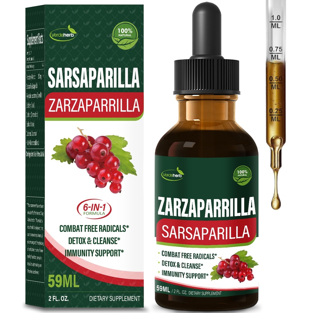Sarsaparilla Root Extract Drops for Liver Cleanse Detox & Repair, Immune Support Supplement with Dandelion Cocolmeca Polypodium Leucotomos. Diente de Leon para Limpieza de Colon y Desintoxicar. 2oz