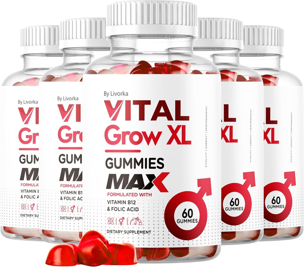 (5 Pack) Vital Grow XL Mužské gumy - mužský výkon Gummies 1050MG Vital GrowXL Blend, Vital Growth Gummy Advanced Formule, 300 Gummies pro 5 měsíců