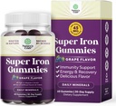 Forces de Ferro extra per a dones i homes - Potent 45mmg per Serviting Chewable suplementari per a Dones i homes amb Viminades C per a l'aviació superior - Vegan Daily Iron Gummy Noum Flavors