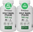 PRISTINE'S Holyזיל (Tulsi) 500 מ"ג (2 Pack) הירגעות ו- Immunity Support Fitogen תוסף - 120 יום אספקה - Holy Bala Leaf קפסולות - טבעוני - Non-GMO - Gluten Free Supplements