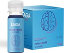 SAGA Organic Relaxation Shots | Contains Adaptogens & Mushrooms - Lion's Mane & Kava | High Bioavailability & Fast Onset | Elevate Mood & Reduce Fatigue | Strawberry Cucumber 2oz Shots (12-Pack)